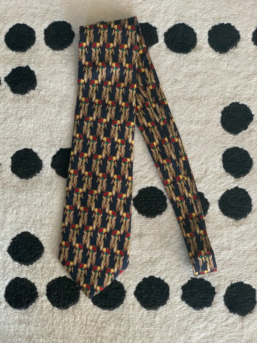 Vintage Alynn Neckwear Cycling Tie Mens 100% Silk Biking Tour Retro USA Necktie